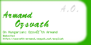 armand ozsvath business card